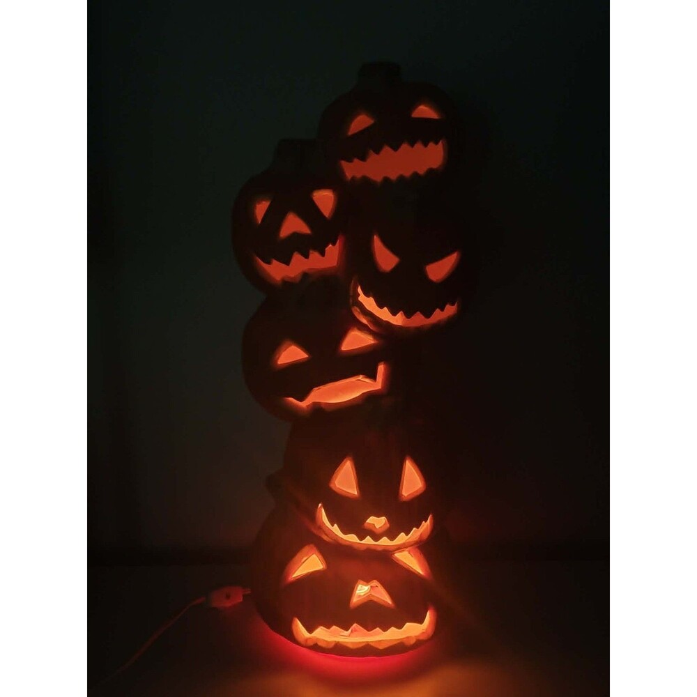 Vintage 1993 Trendmasters Stacking Tier Pumpkins Lighted Halloween Foam Mold 18”